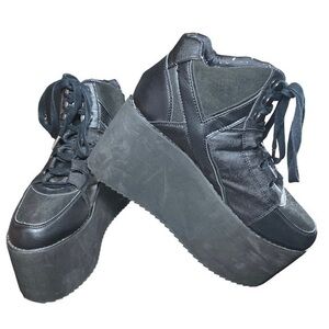 YRU Black Platform Sneaker Size 10